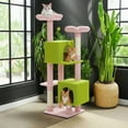 thumbnail image 1 of Demi Bonn 52" Cat Tree Tower with 2 Scratching Posts, 2 Perches, 2 Caves, Pompoms, Multi-Level Plush Cat Condo for Indoor Cats, Pink, 1 of 7