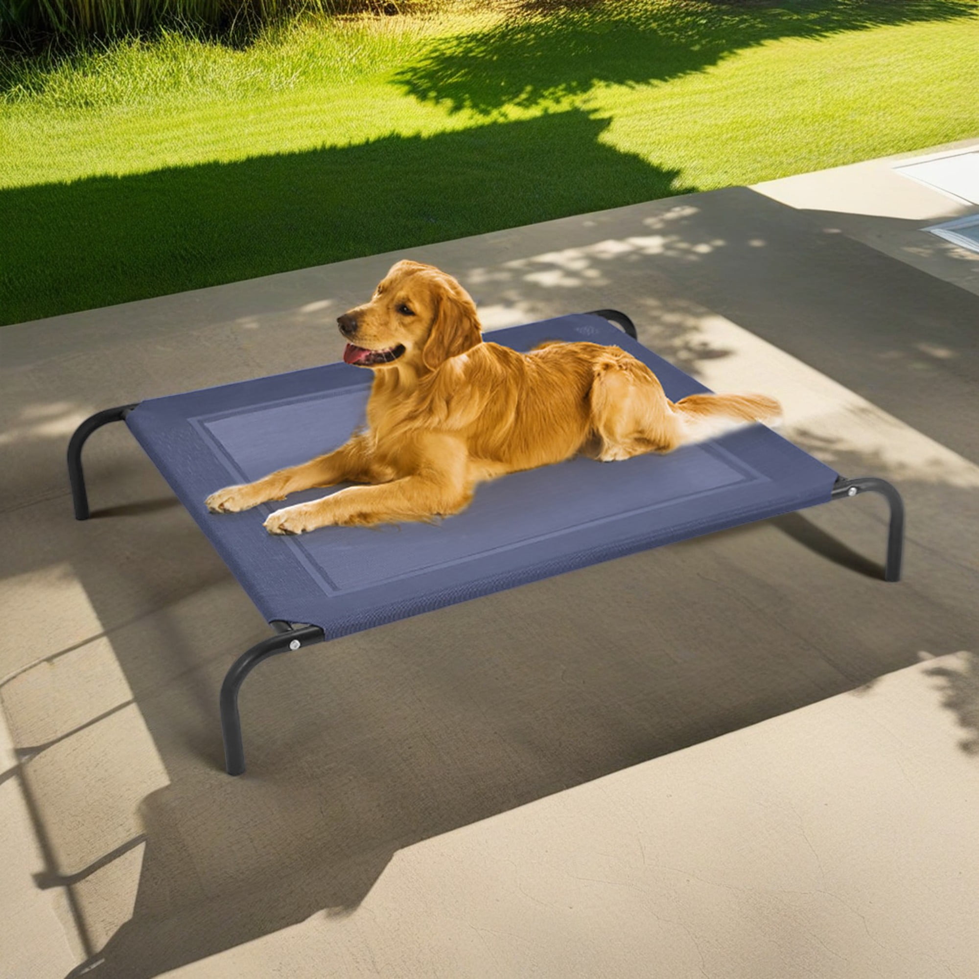 Kadyn 52" Indoor Elevated Dog Bed with Metal Frame, Original Outdoor Cooling Camping Pet Beds Dog Cot Mat, Gray