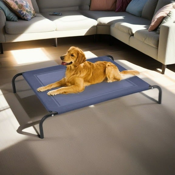 Demi Bonn 52" Large Steel Frame Elevated Dog Bed, Outdoor Original Camping Pet Bed Cot Mat, Gray