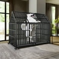 thumbnail image 1 of Demi Bonn 54" Heavy Duty Metal Dog Crate with 4 Universal Wheels, Dog Kennel Openable Pointed Top and Front Door Indoor for Large Dogs Cage, Black, 1 of 7