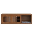 thumbnail image 1 of Demi Bonn 54" Modern Cat Litter Box Enclosure TV Stand with Sliding Door and Extendable Table, Multi-Functional Wood Cat House for Indoor Cats, Walnut, 1 of 9