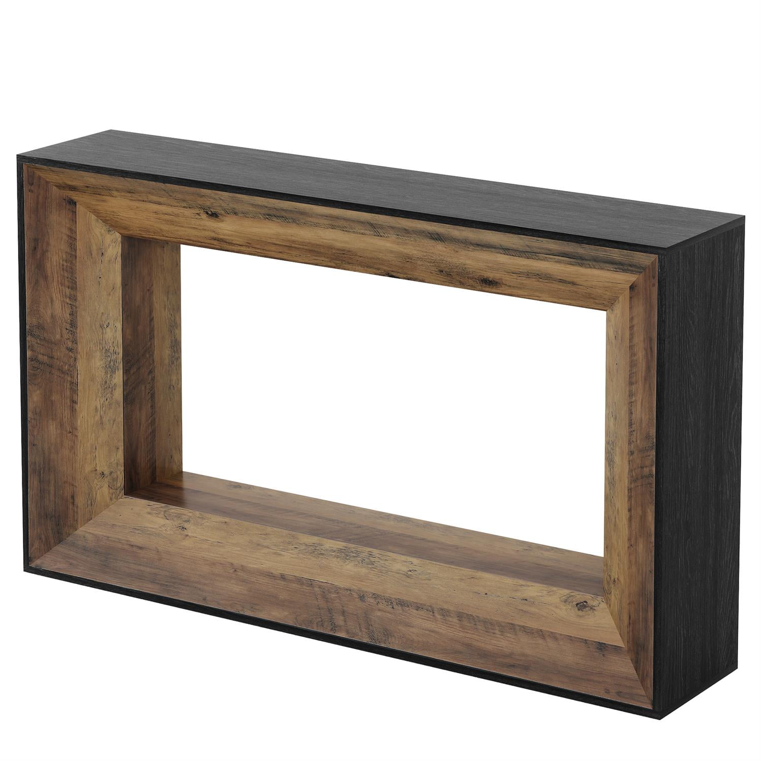 Demi Bonn 55" Industrial Two-Tone Console Table, Sleek Entryway Display Storage Unit, Sturdy Side Table for Living Room, Brown