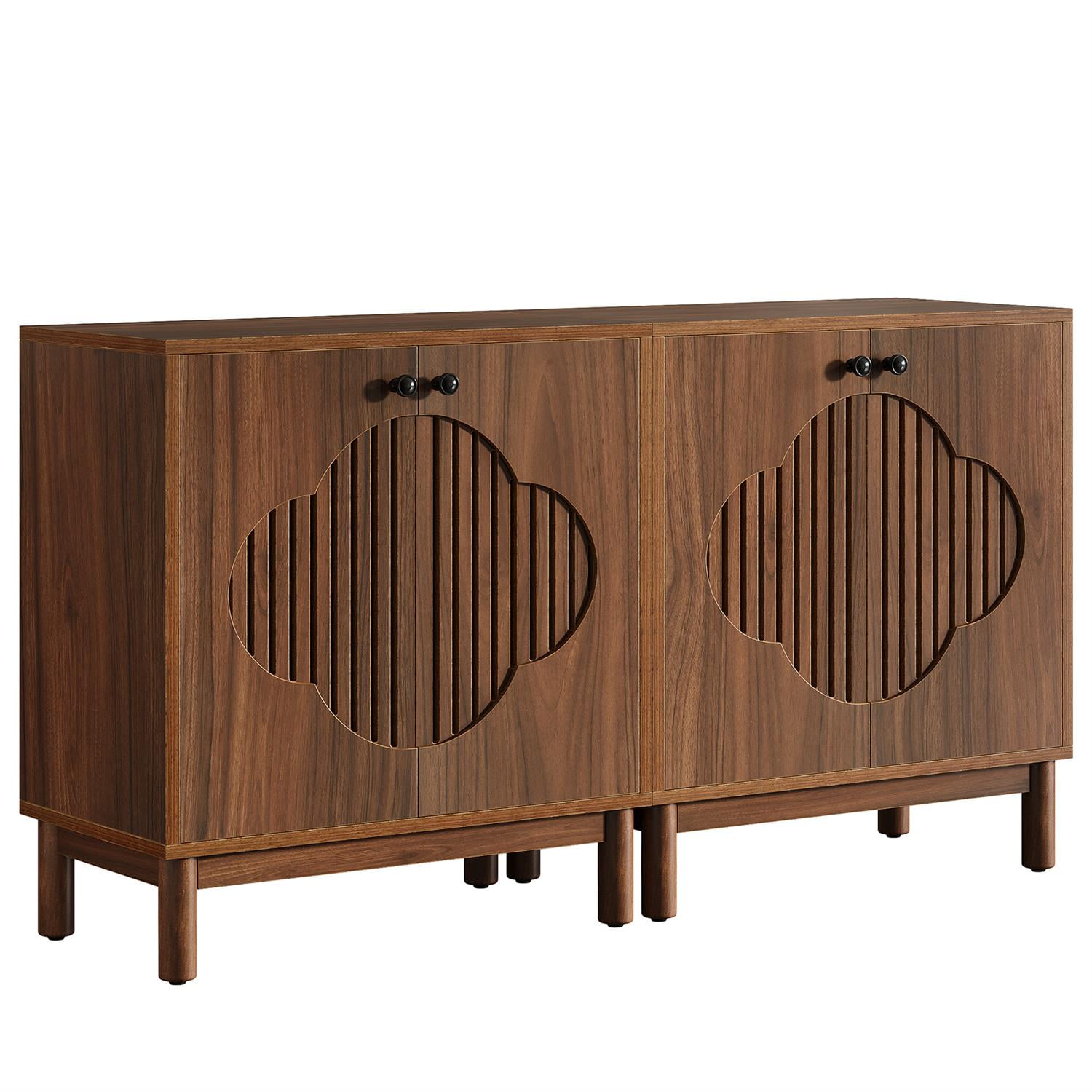 Demi Bonn 55" Mid-Century Modern Wood Buffet, Sleek Storage Cabinet, Kitchen Dining Console, Elegant Console Table, Stylish Sideboard, Brown