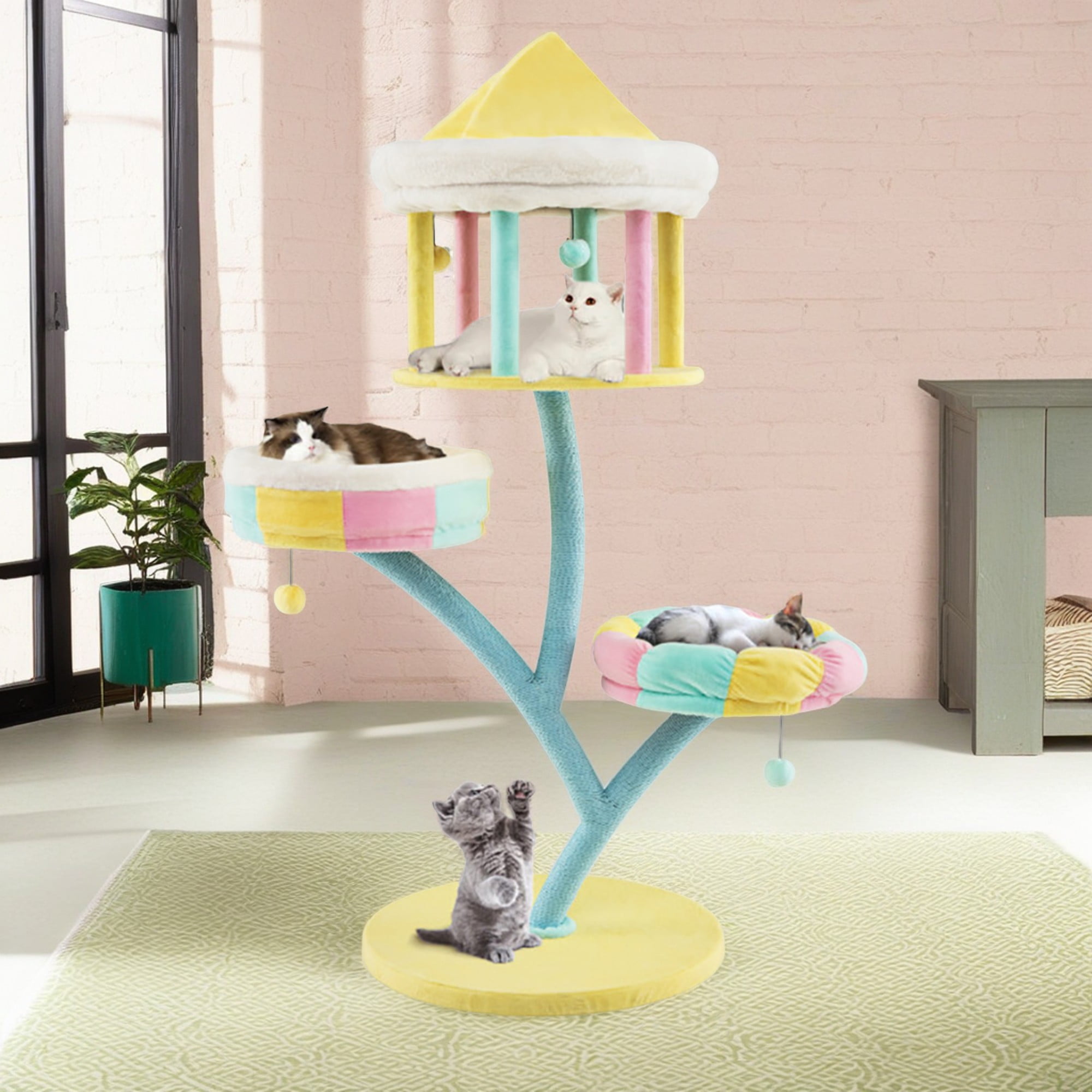Kadyn 57" Modern Cat Tree Tower for Indoor Cats with Perch, Cat Condo, Cat Tree House with Scratching Posts for Large Cats, Color