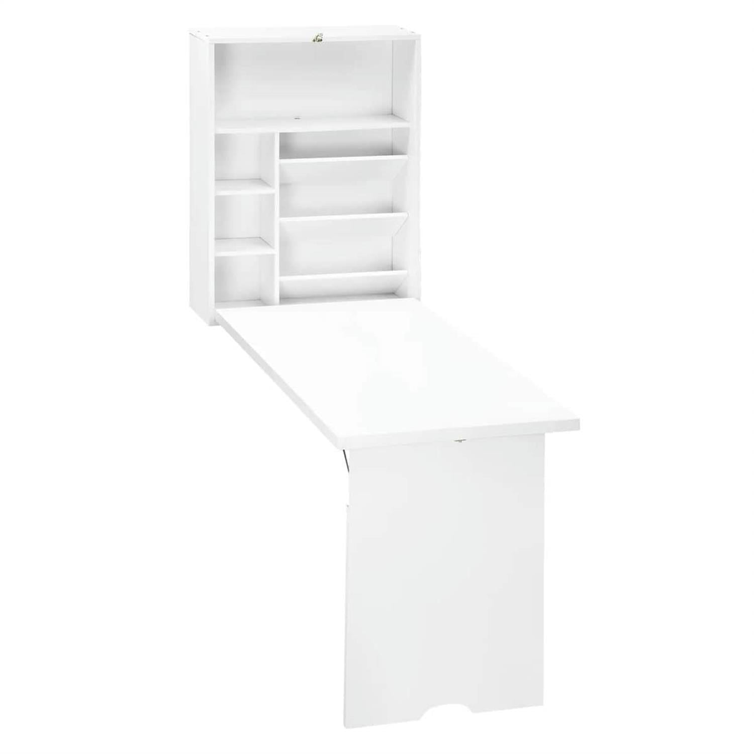 Demi Bonn 57" Multi-Function Wall-Mounted Desk, Space-Saving Floating Office Desk with Storage for Home Office, White