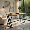 thumbnail image 1 of Demi Bonn 59 Inch Computer Desk, Waterproof Surface, 210LBS Capacity, with Heavy-duty Metal Frame and Crossbar-Gray, 1 of 8