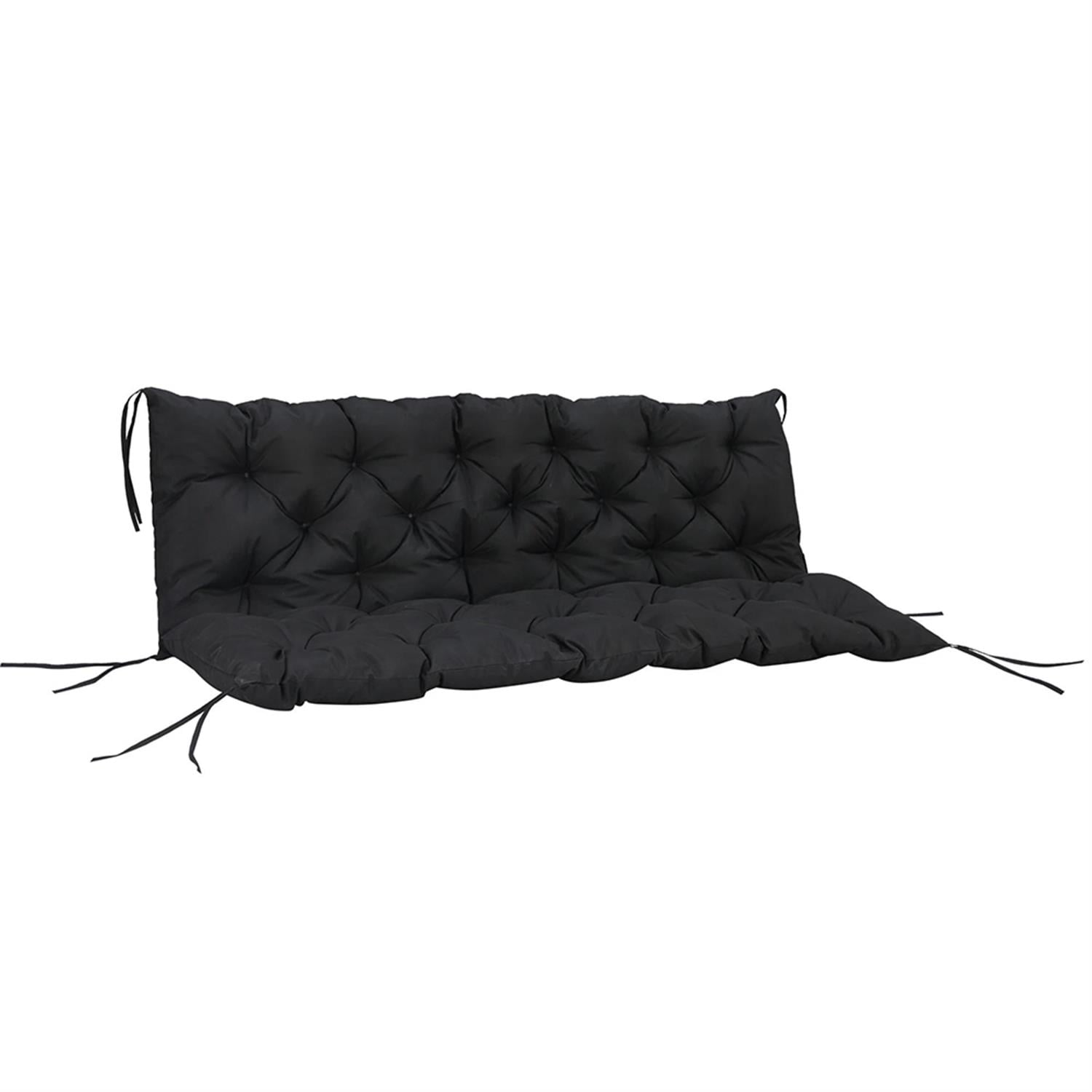 Demi Bonn 59" x 38" Tufted Bench Cushion for Outdoor Furniture, 3-Seater Outdoor Seating Cushions for Swing Chair, Patio Sofa/Couch, Black