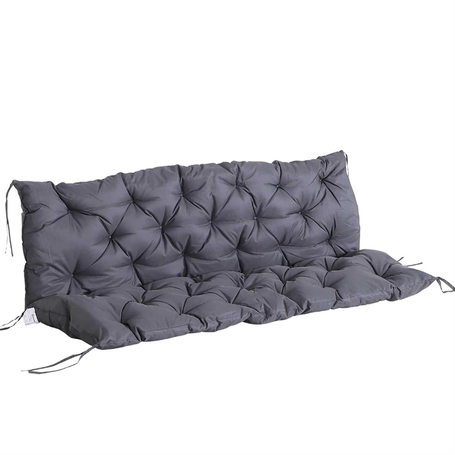 Demi Bonn 59" x 38" Tufted Bench Cushion for Outdoor Furniture, 3-Seater Outdoor Seating Cushions for Swing Chair, Patio Sofa/Couch, Gray