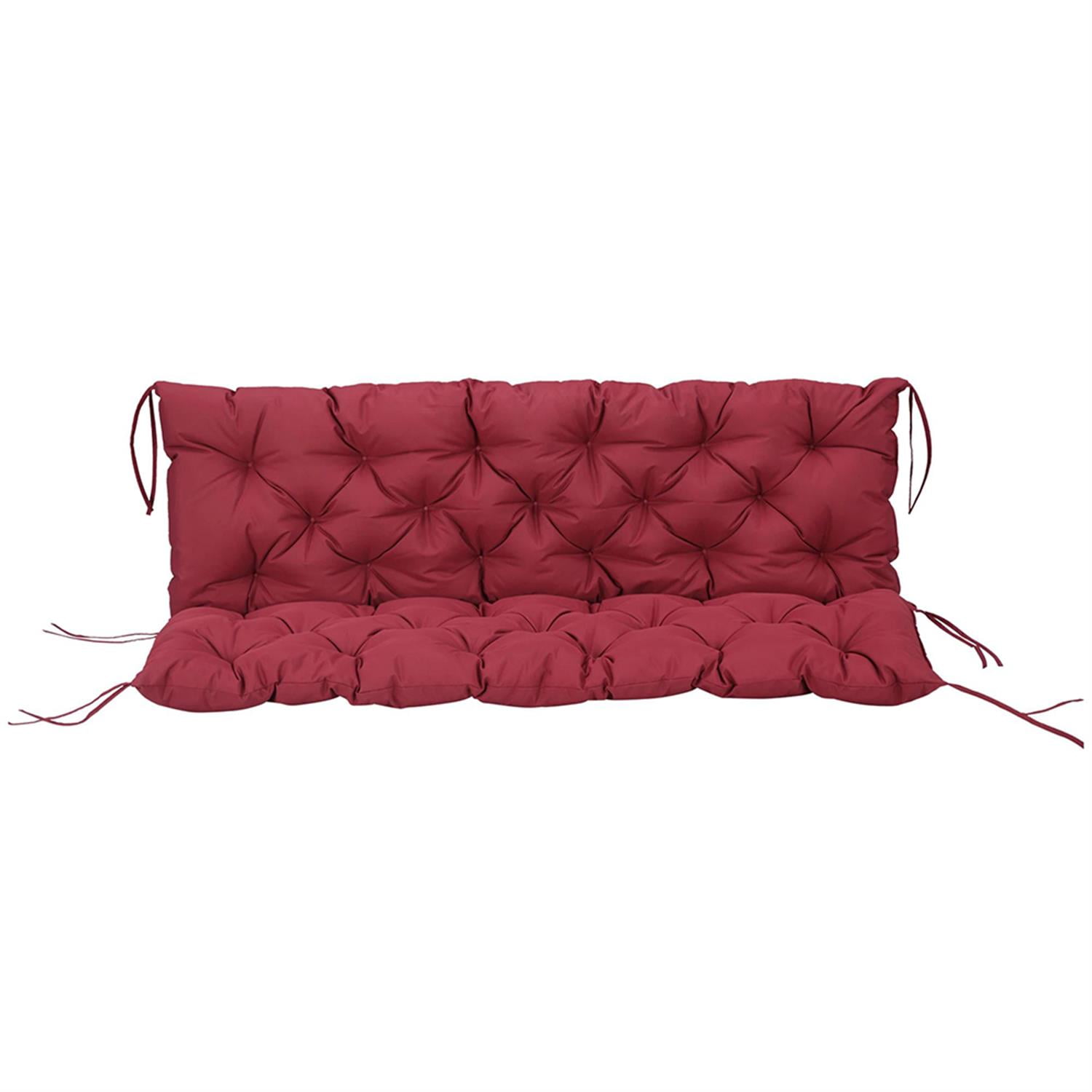 Demi Bonn 59" x 38" Tufted Bench Cushion for Outdoor Furniture, 3-Seater Outdoor Seating Cushions for Swing Chair, Patio Sofa/Couch, Red