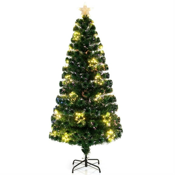 Demi Bonn 6 FT Green Pre-Lit Tree - Top Star, Optical Fibers, Adjustable Shape