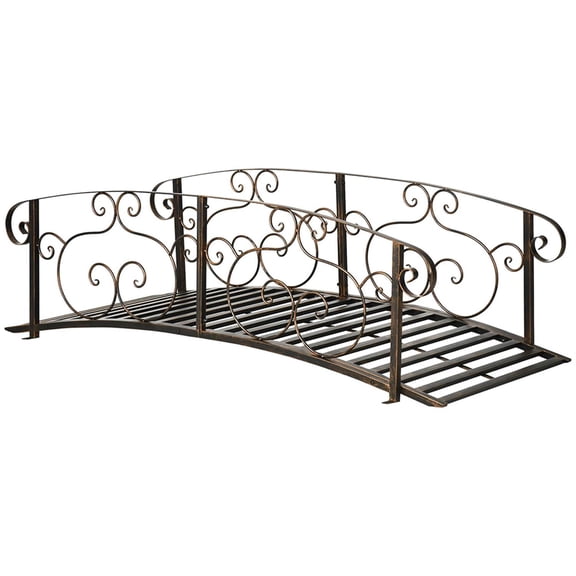 Demi Bonn 6 Ft. Metal Garden Bridge with Safety Side Rails, Decorative Classic Arc Footbridge for your Backyard Ponds, Creeks, Streams, Bronze