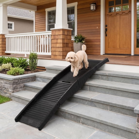 Demi Bonn 60" Nonslip Plastic Pet Ramp, Folding Portable Cat & Dog Ramp Perfect for Bed and Car, Trucks and SUVs, Black