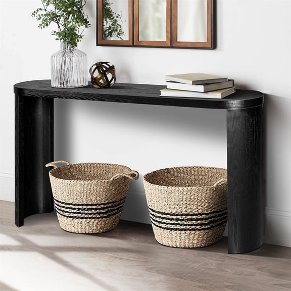 Demi Bonn 60" Thick Top Console Table with Curved Legs, Support The Installation of Inward-facing or Outward-facing, Sofas Table for Entryway, Black