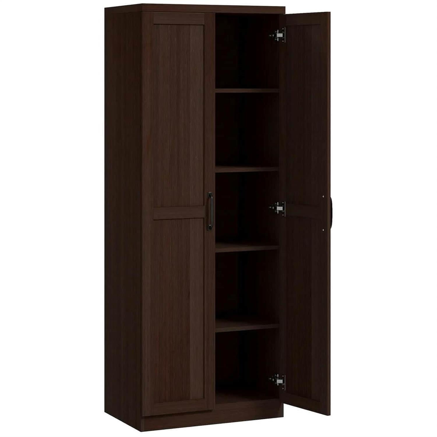 Demi Bonn 62" Large 2-Door Pantry Cabinet, Freestanding Storage Unit with 2 Adjustable Shelves for Dining Room, Spacious Kitchen Organization, Brown