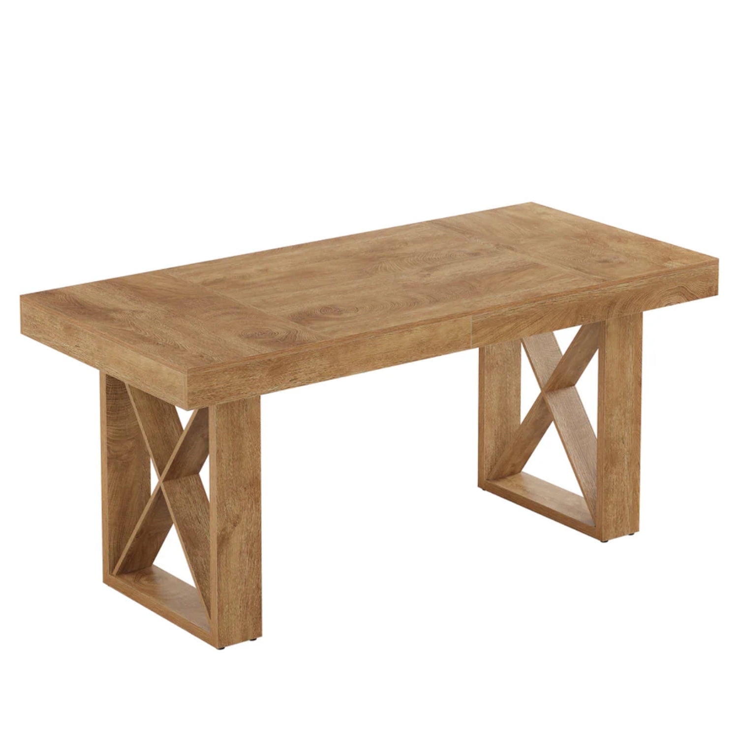 Demi Bonn 62" Large Wooden Computer Desk, Office Writing Table, Spacious Workstation for Home Office, Brown