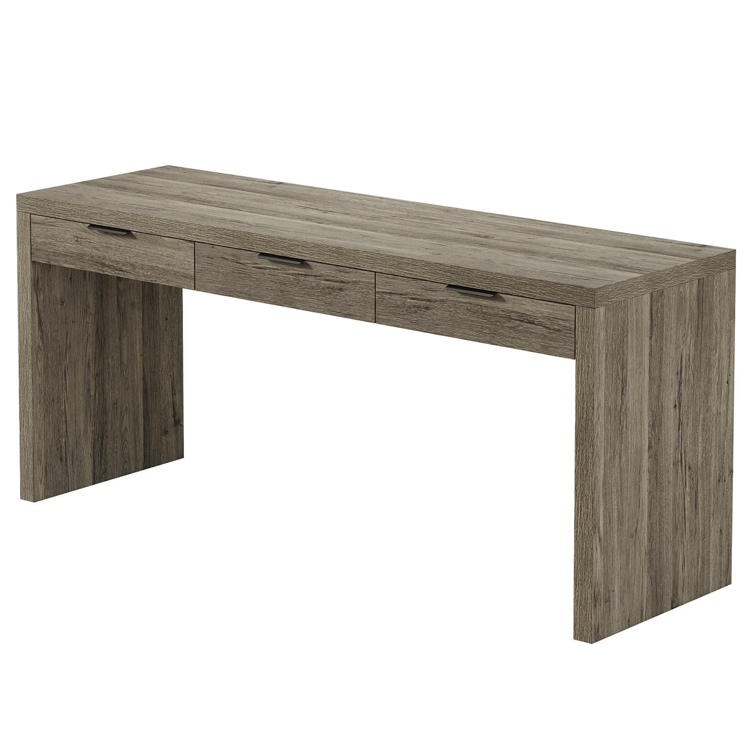 Demi Bonn 62" Modern Gray Wooden Desk, Large Office Writing Table for Living Room, Home Office Furniture, Space-Saving, Gray