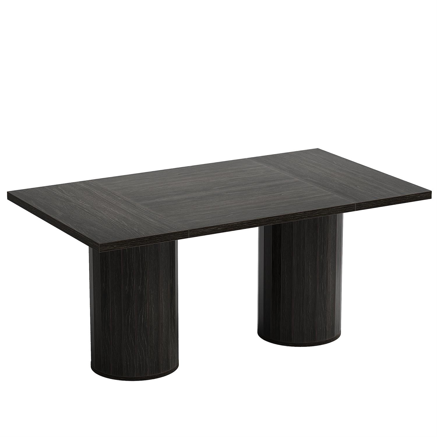 Demi Bonn 62" Modern Rectangular Dining Table Dark Wood Legs, Large Table Set for Family Dining, Sturdy Construction for Home and Kitchen, Black