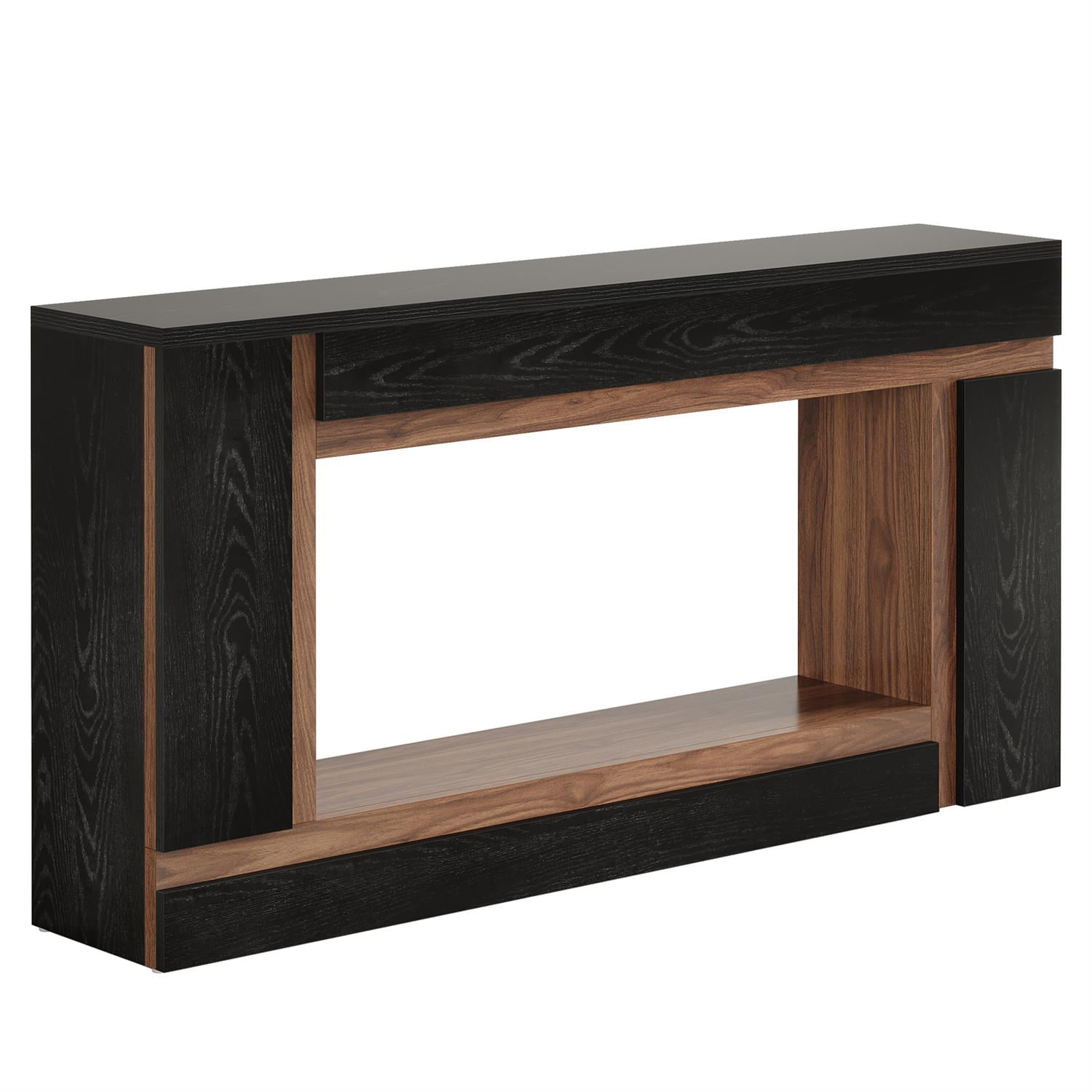 Demi Bonn 62" Modern Two Tone Wood Console Table, Stylish Living Room Storage Display Unit, Coffee Table for Living Room, Black