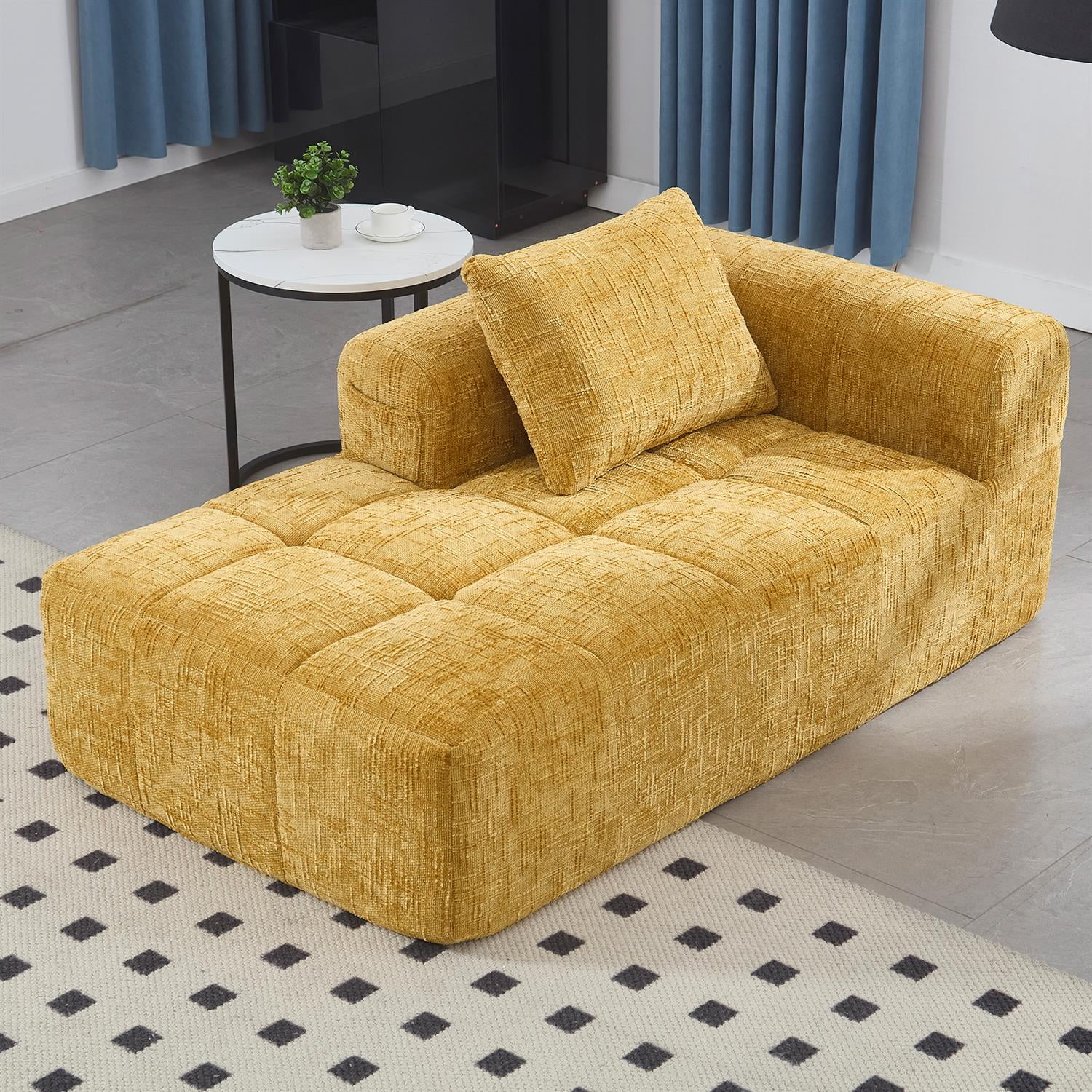 Demi Bonn 62" Plush Chenille Loveseat Sofa, Modular Sleeper for Living Room, Bedroom, Apartment Lounge, Stylish & Comfortable Couch, Yellow