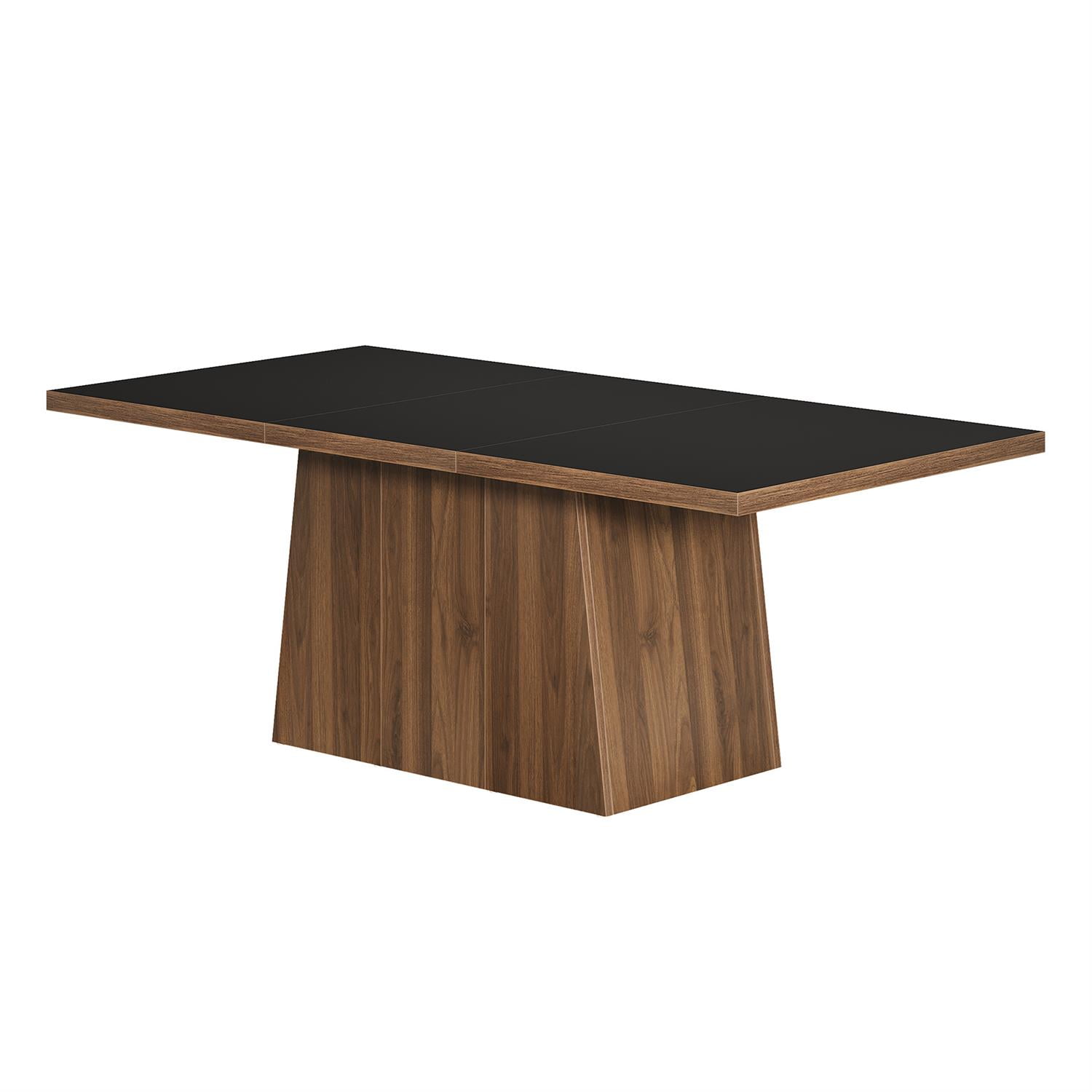 Demi Bonn 62" Rectangular Dining and Conference Table, Solid Wood Base Table for Living Room, Brown