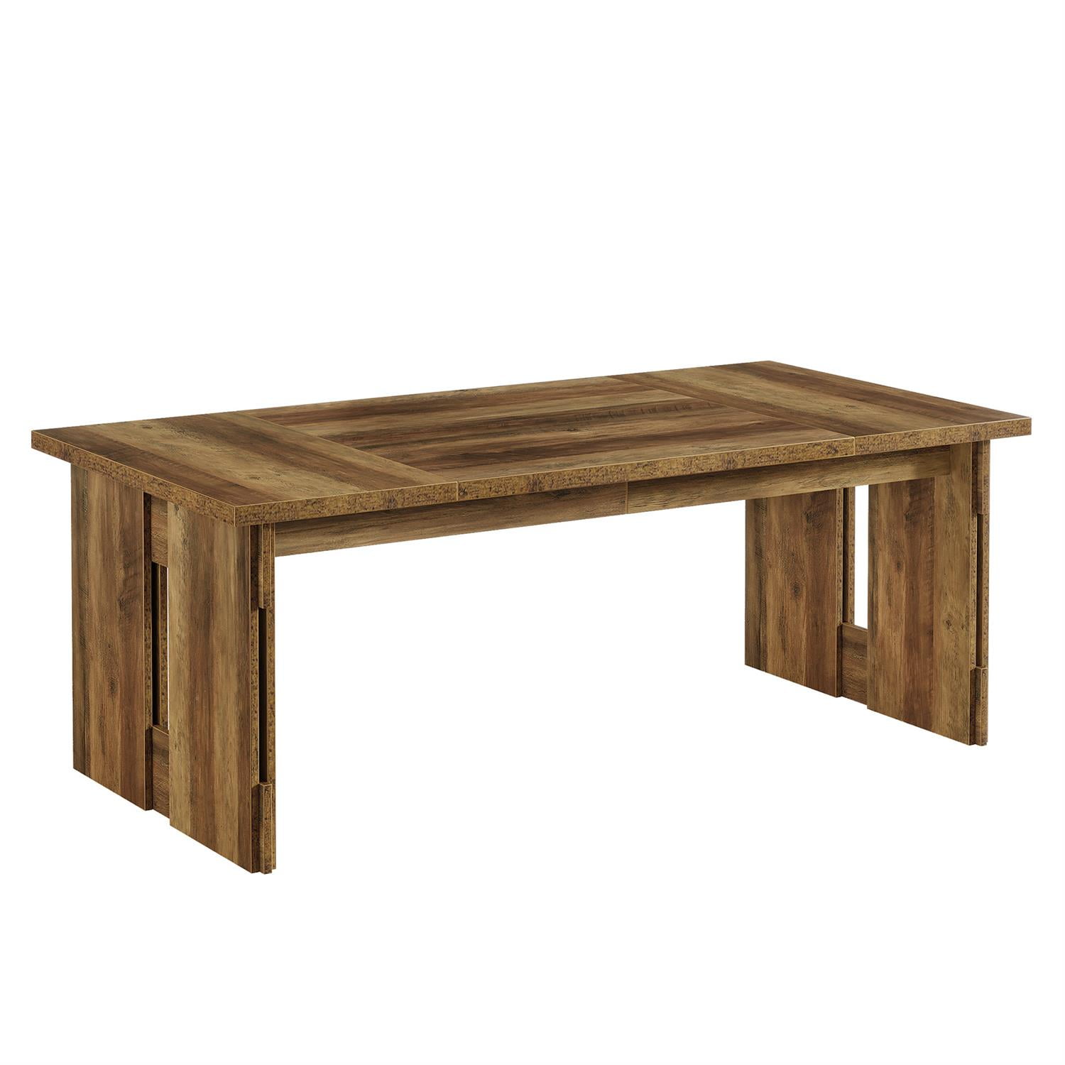 Demi Bonn 62" Rustic Wooden Dining Table for Home & Family Gatherings, Sturdy & Spacious, Extendable Size, Brown