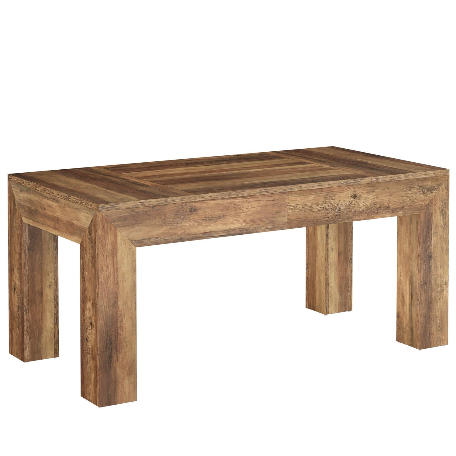 Demi Bonn 62" Solid Wood Rectangular Dining Table with Thick Legged for Home & Kitchen, Sturdy & Durable, Brown