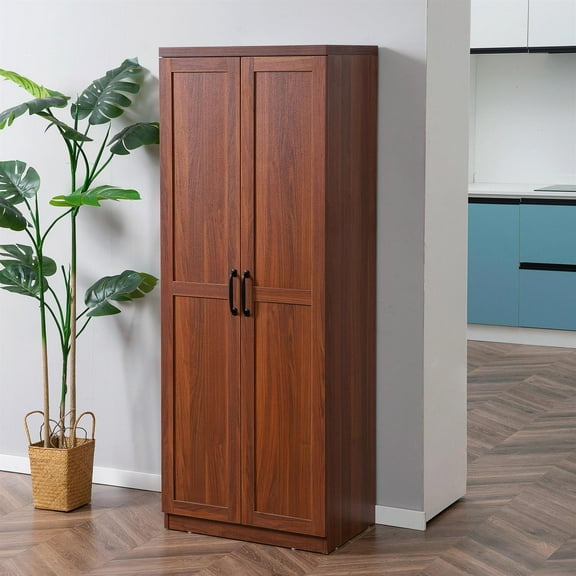 Demi Bonn 63" Kitchen Pantry Storage Cabinet, 2-Door, 5-Tier Shelves Adjustable for Home Organization, Spacious Storage, Brown