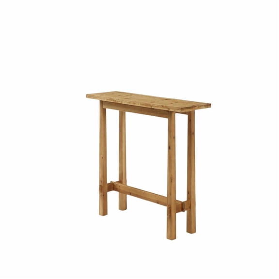 Demi Bonn 63" Solid Wood Bar Height Pub Table - Reinforced Footrest, Sturdy Legs, 350lbs Capacity, Multi-Use, for Home Bar/Dining Room, Brown