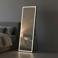 thumbnail image 1 of Demi Bonn 64x21 Inch Rectangle LED Full-Length Mirror, Black Frame Tempered Glass, 3 Color Temp (Cool/Warm/Natural), High Color Accuracy, Heavy-Duty Frame, 1 of 7