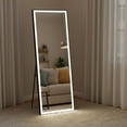 thumbnail image 1 of Demi Bonn 65x22 Inch Rectangle LED Full-Length Mirror, Black Frame Tempered Glass, Anti-Desilvering, Hammer-Resistant, Free-Standing/Wall-Mounted/Leaning, 1 of 7