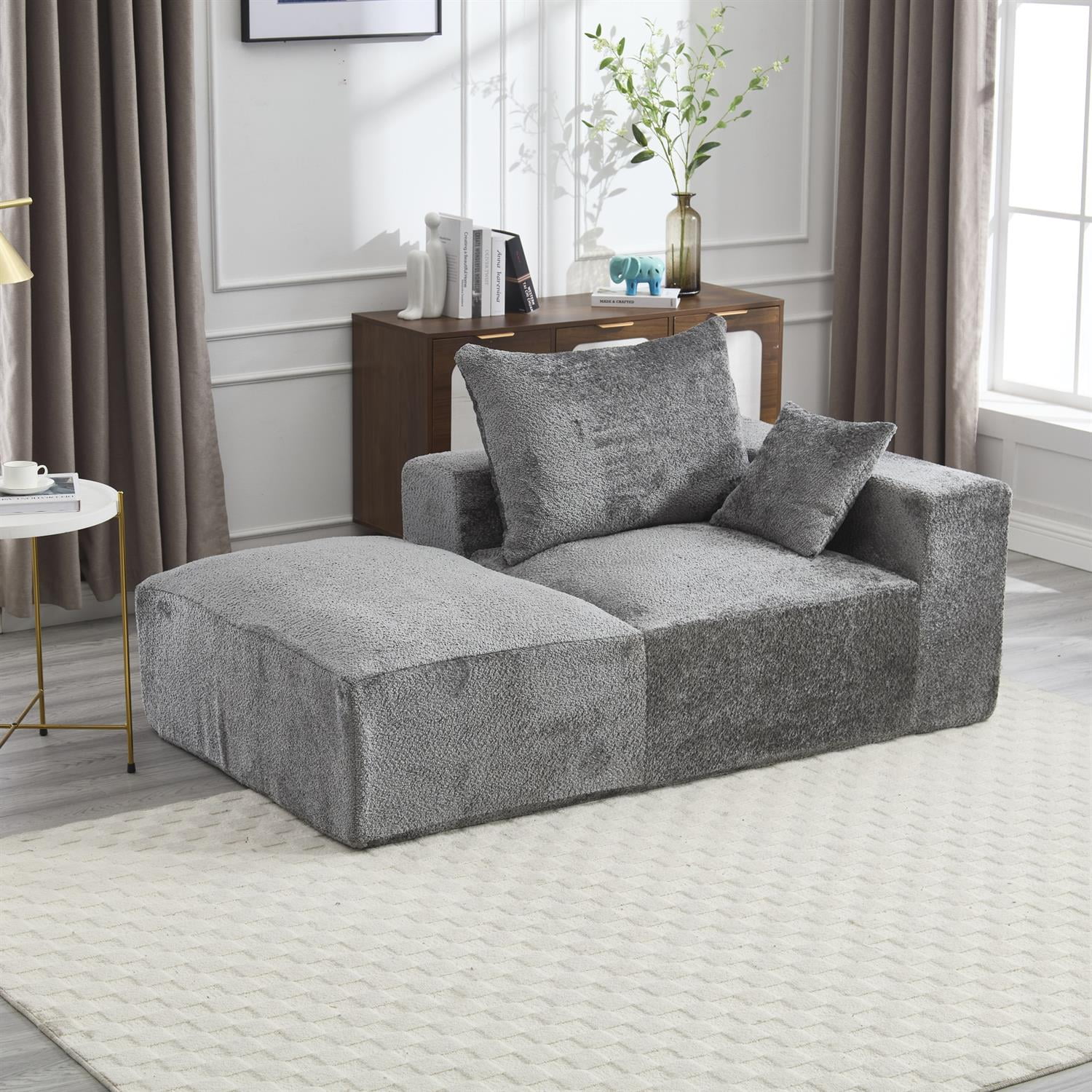 Demi Bonn 67" Memory Foam 2-Seater Sofa, Comfy Chenille Fabric Couch, No Assembly Needed, Portable Modern Deep Seat for Living Room, Bedroom, Apartment, Gray