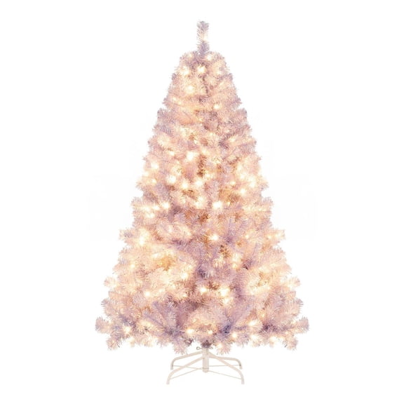 Demi Bonn 6FT Pre-lit Tinsel Artificial Christmas Tree, 688 Lush Branch Tips & 250 Warm White LED Lights, Purple