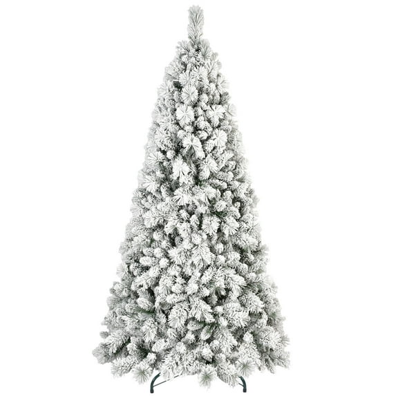 Demi Bonn 6ft Artificial Flock Christmas Tree with 752 PVC & Hard Needle Tips, Hinged Foldable Base for Indoor Decor, White