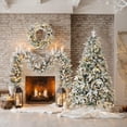 thumbnail image 1 of Demi Bonn 6ft Flocked Christmas Tree with Wreath, Garland and LED Lights, 3 Pac Flocked Xmas Tree for Festive Decor, Green, 1 of 12