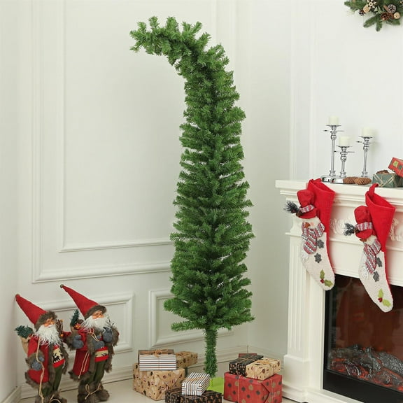 Demi Bonn 6ft Whimsical Pencil Christmas Tree, Bendable Artificial Christmas Tree with 400 Branch Tips and Metal Base for Home Decor, Green