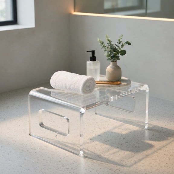 Demi Bonn 7" Acrylic Squatting Toilet Stool, Non-Slip Potty Stool for Adults & Seniors, Transparent Bathroom Posture Aid for Better Digestion & Hemorrhoid Prevention, Clear