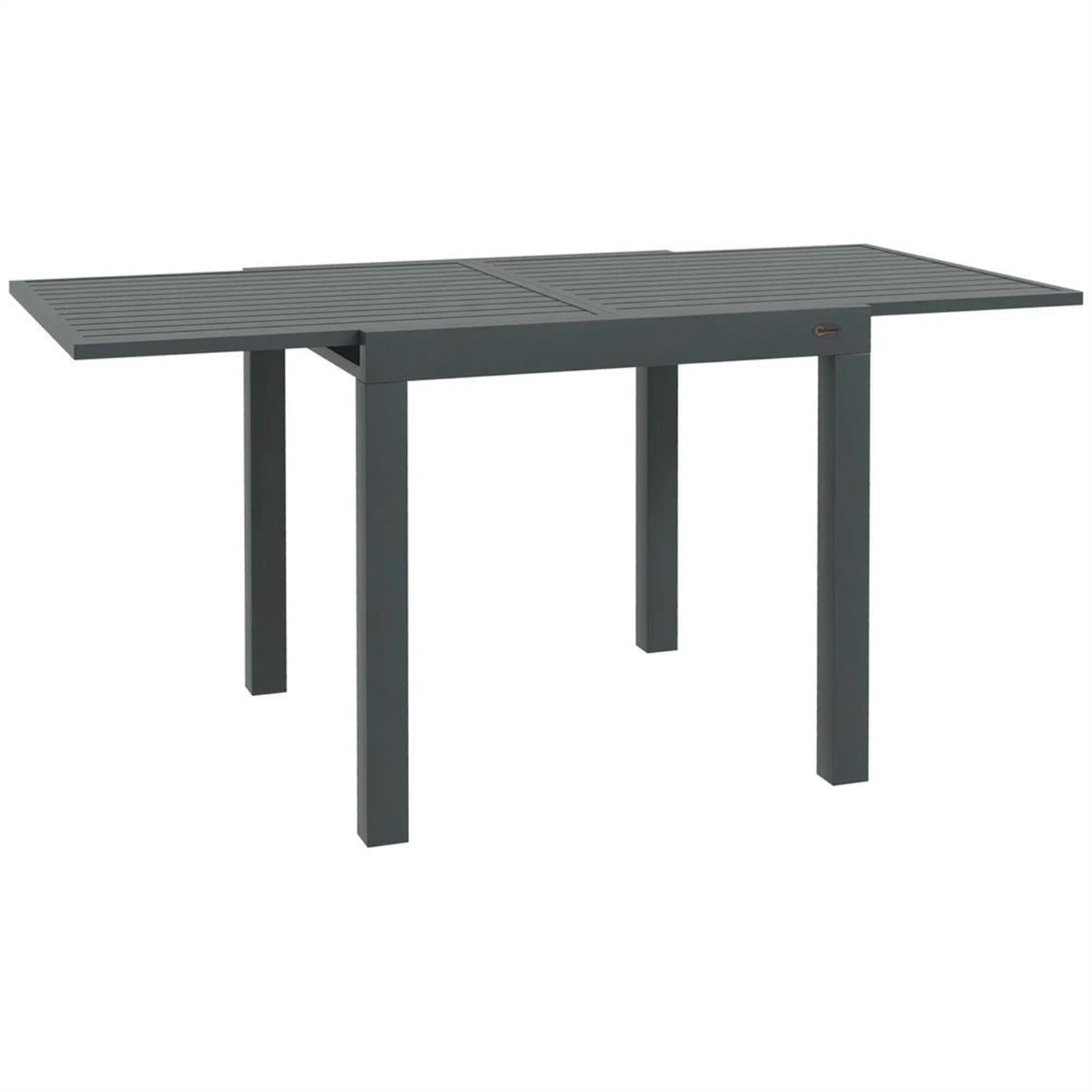 Demi Bonn 70" Expandable Outdoor Dining Table for 4-6 Guests, Aluminum Frame Patio Table for Garden, Lawn, Balcony, Terrace, Gray