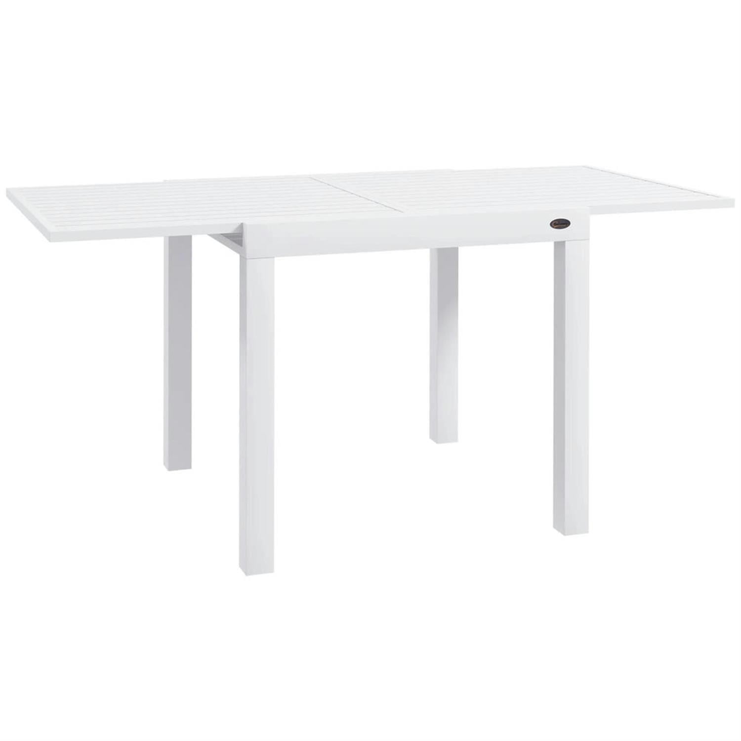 Demi Bonn 70" Expandable Outdoor Dining Table for 4-6 Guests, Aluminum Frame Patio Table for Garden, Lawn, Balcony, Terrace, White
