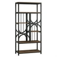 thumbnail image 1 of Demi Bonn 70" Industrial Metal & Wood Bookcase, Sturdy Multi-Level Display Shelf, Stylish Decorative Storage Rack for Home Office, Brown, 1 of 5