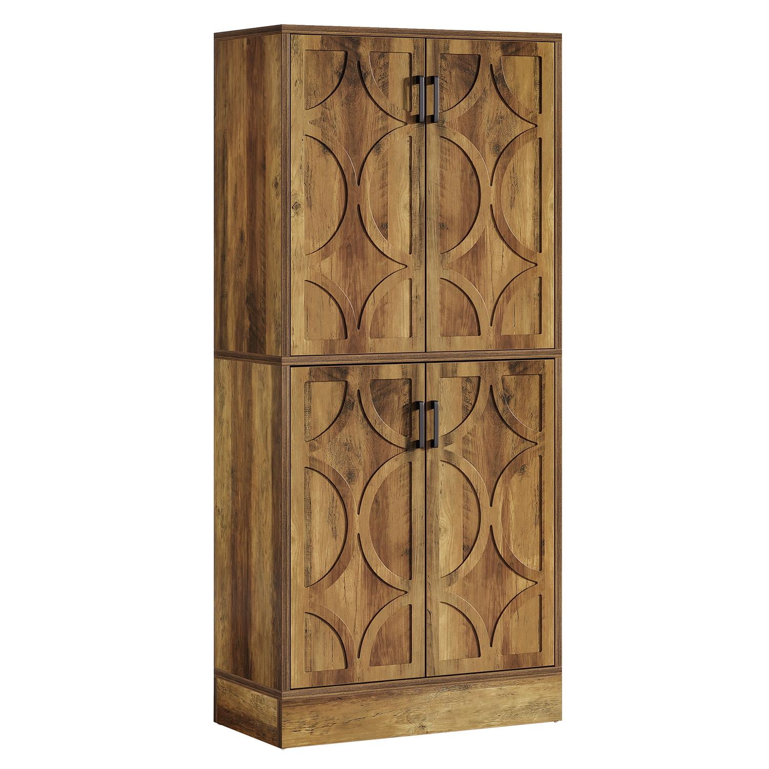 Demi Bonn 71" Bohemian Carved Wood Bookshelf, Stylish Storage Cabinet for Living Room, Versatile Bookcase with Decorative Accents, Brown