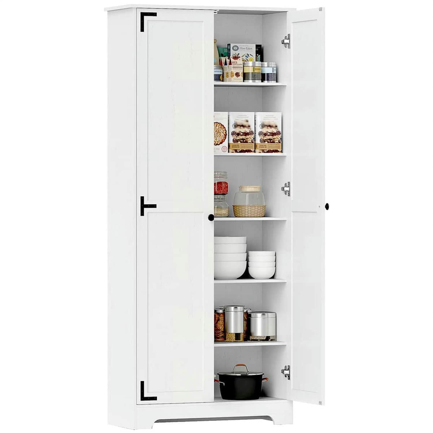 Demi Bonn 71" Large Kitchen Pantry Cabinet, Freestanding Storage with 6 Adjustable Shelves for Home Organization, White