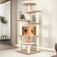 thumbnail image 1 of Demi Bonn 71" Modern Cat Tree Tower for Indoor Cats, Wood Cat Condo with Scratching Post and Removable Pads for Small Large Cats, Beige, 1 of 9