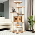 thumbnail image 1 of Demi Bonn 71" Wood Cat Tree Tower for Indoor Cats, Multi-Level Cat Condo with 10 Scratching Posts, Perch, Washable Removable Cushions, Cat Furniture, Beige, 1 of 9