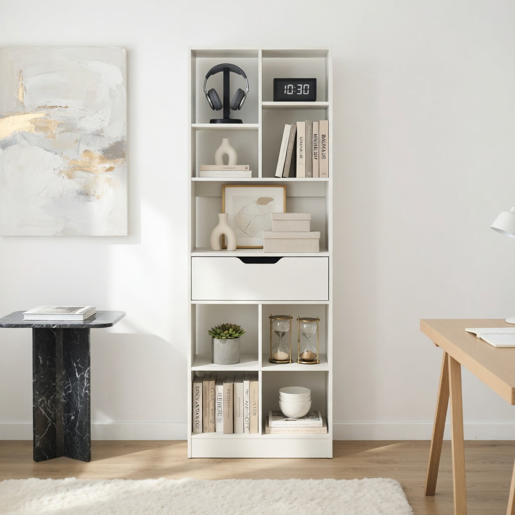 Demi Bonn 71inch Tall Freestanding Bookcase With Drawer 10 Cube demi-bonn-71inch-tall-freestanding-bookcase-with-drawer-10-cube