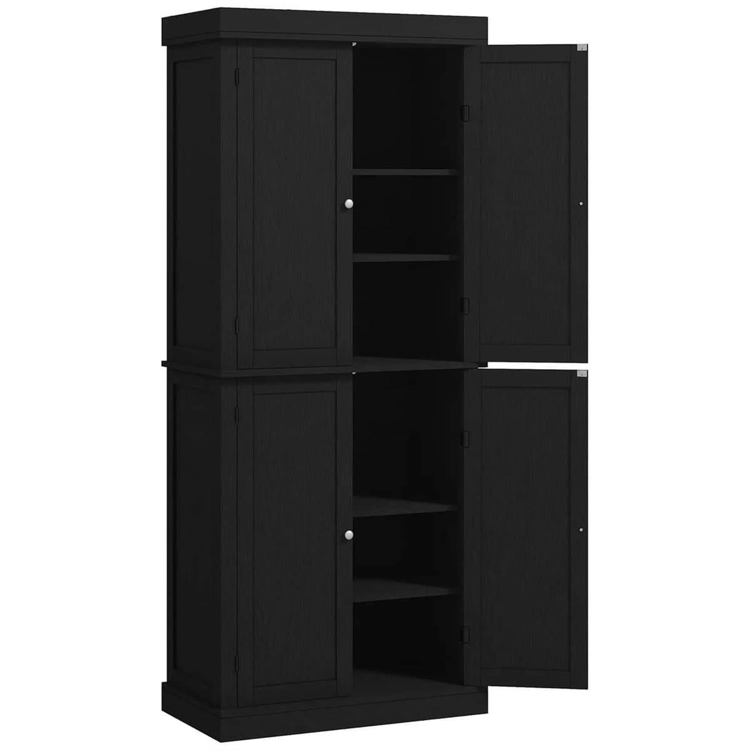 Demi Bonn 72" Large Kitchen Cabinet, Pantry Storage with Doors & Shelves, Freestanding Food Pantry Cabinet, Space-Saving Storage Solution, Black