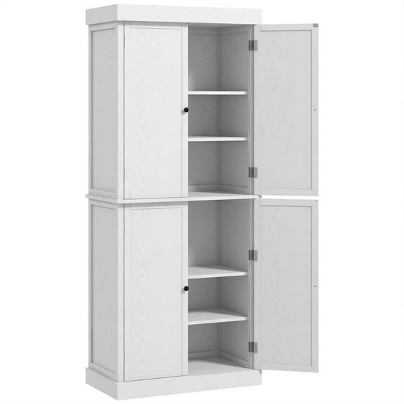Demi Bonn 72" Large Kitchen Cabinet, Pantry Storage with Doors & Shelves, Freestanding Food Pantry Cabinet, Space-Saving Storage Solution, White
