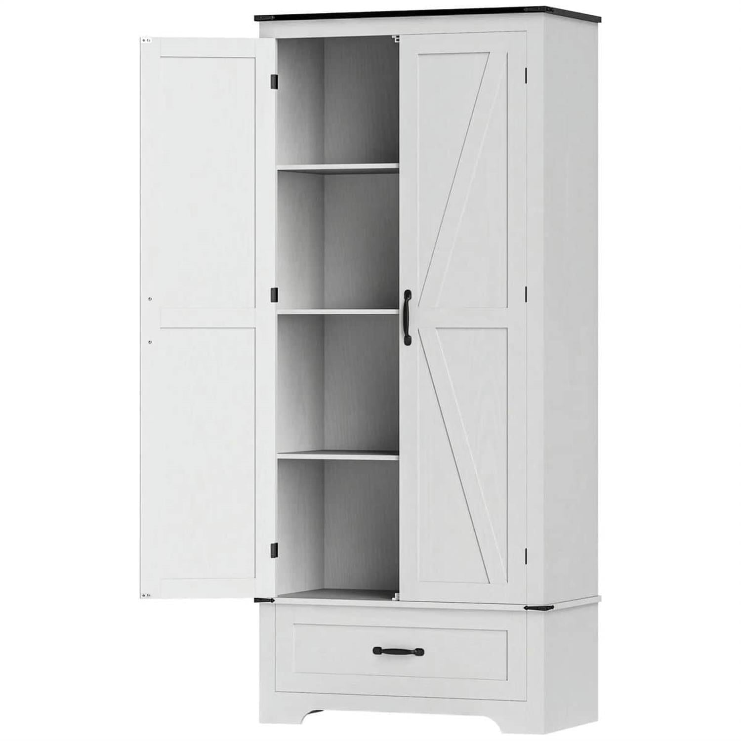 Demi Bonn 72" Large Pantry Cabinet, Kitchen Storage with 2 Sliding Doors, Space-Saving for Home Organization, White