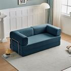 Demi Bonn 74" Ergonomic 3-Seater Corduroy Sofa Bed for Small Spaces, Apartments, Easy Assembly, Modern Couch Furniture for Living Rooms, Blue