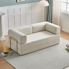 Demi Bonn 74" Ergonomic 3-Seater Corduroy Sofa Bed for Small Spaces, Apartments, Easy Assembly, Modern Couch Furniture for Living Rooms, White