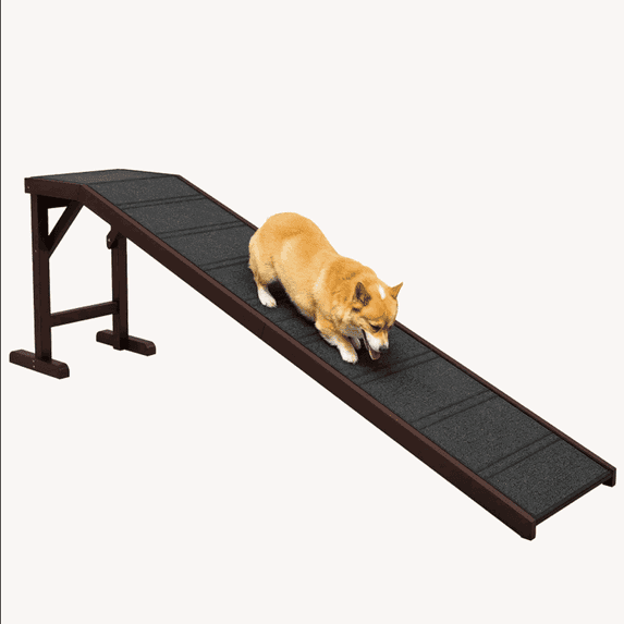 Demi Bonn 74" Extra Long Pet Ramp with Non-Slip Surface, Easy Access for Senior Dogs, Sturdy Support for Pet Ladders, Brown